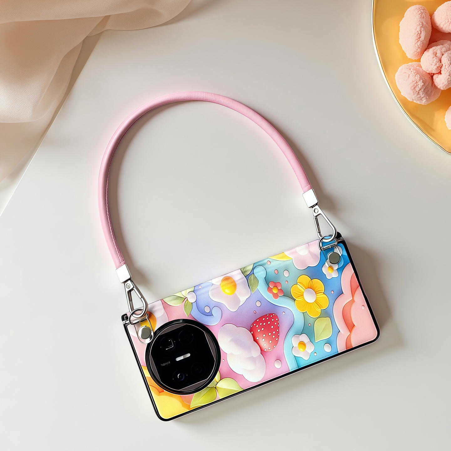 适用华为matex6手机壳全包中轴铰链matex5典藏版可爱花朵vivo x fold5折叠屏挂绳oppon5女款三星zfold7防摔套