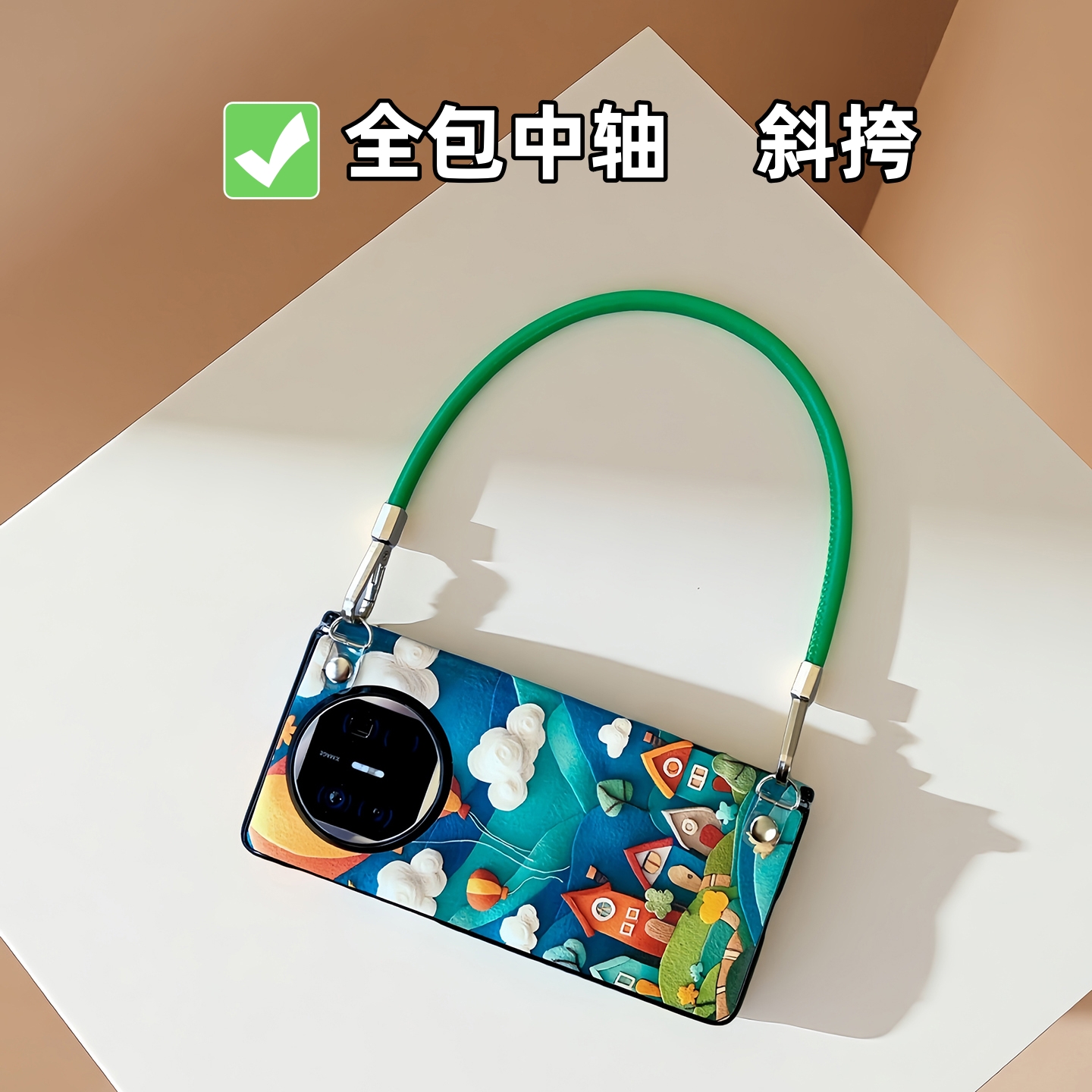 适用华为matex6手机壳全包中轴vivoxfold5可爱女OPPOFindN5斜挎挂绳三星zfold7链条X5典藏版荣耀Magic V5防摔