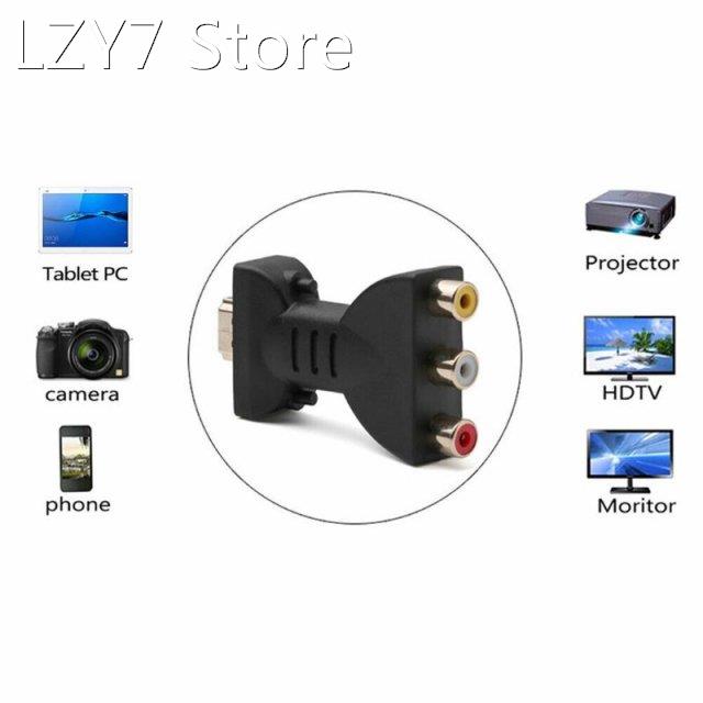 Black Composite AV Audio Video Adapter Converter HDMI-compat