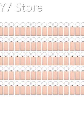 100 Blank Wooden Keychain Rectangular Engraving Key ID Can B