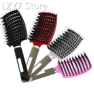 Colorful Women Hair Scalp Massage Comb Bristle Nylon Hairbru