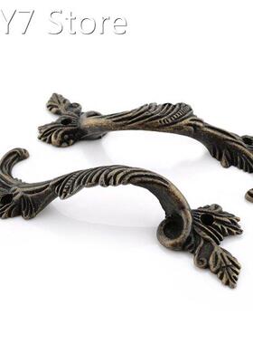 2pcs Antique Furniture Handles Leaves Striped Carved Handle