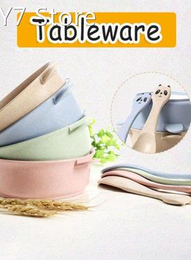 Lightweight Kids Tableware Toddler Food Bowl and Spoon Set D