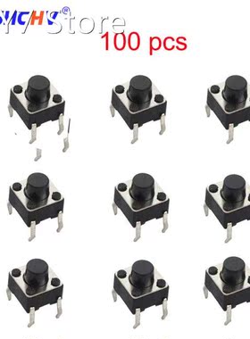 100 pcs 6 * 6 * 6 mm Switch Button Module 4 Pin Tactile Tact