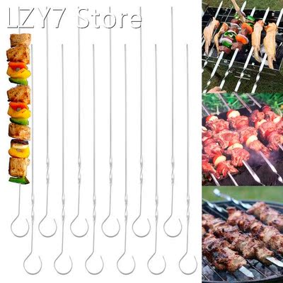 12 Pcs Round Roast Skewers Needle Stick Stainless Steel BBQ
