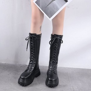 PU Leather shoes Platform shoe Women Autumn Knee High Boots
