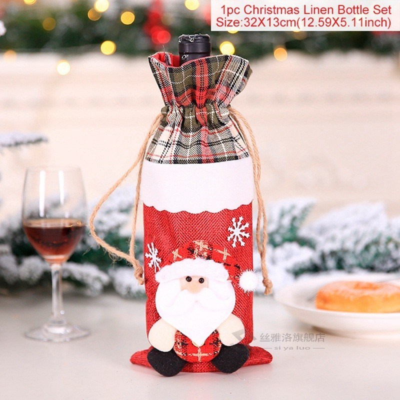 qif christmas wine bottle cover snowman stocking christmas g