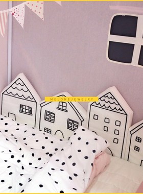4Pcs/Set Cotton House Shape Baby Bumper Crib Cot Pillow Cush