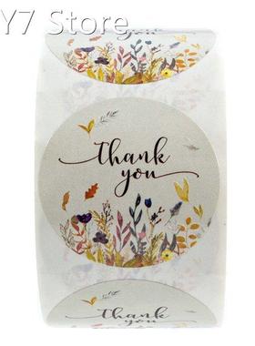 100-500pcs Labels Round Autumn Floral Thank You Stickers For