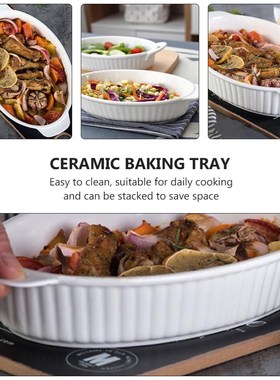 1pc Ceramic Baking Tray Practical Household Baking Plate for