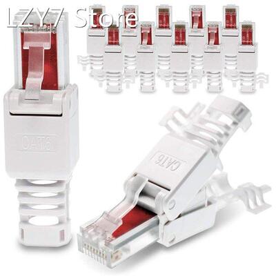 12 Pcs Network Plugs Tool-Free RJ45 CAT6 LAN UTP Cable Plug
