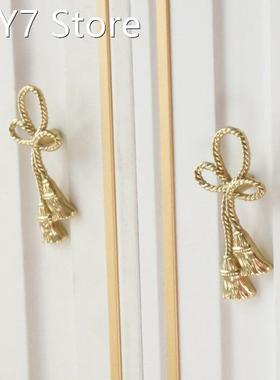 Gold Rope Brass Knob Pure Copper Handle Kitchen Wardrobe Cab
