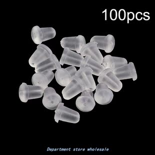 100pcs/lot Bullet-shaped Round Rubber Earring Backs Stoppers