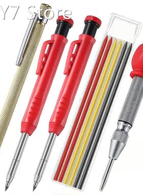 2pcs Carpenter Pencils Set With 6pcs Refills Marker Marking