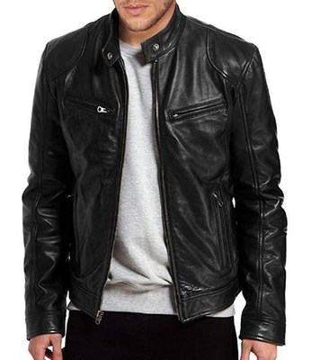 Men Leather Jacket Bomber Motorcycle Biker Jackets 男PU皮衣