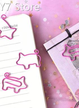 4 Pcs Stationery Metal Escolar Bookmark Gift Paper Clip Pink