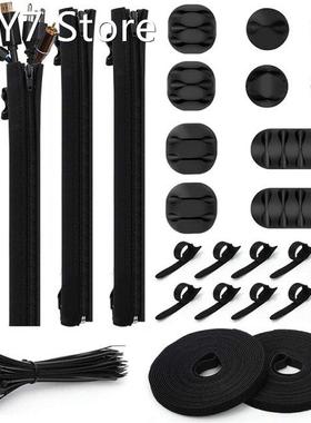 126Pcs Cable Management Organizer Kit, 4 Cable Sleeve 10 Reu