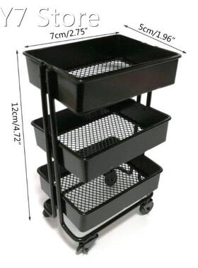 Trolley Floor Storage Rack with Wheels Dollhouse Miniat