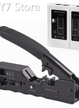 CAT5 CAT6A CAT7 Modular Crimper (Black) with RJ45 RJ12 RJ11