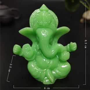 Glowing Man-made Jade Stone Ganesha Buddha Statue Ornats Ele