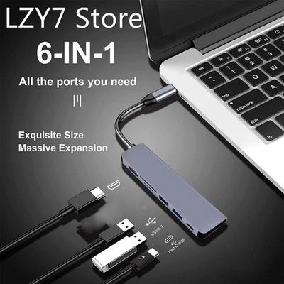 6 in 1 USB 3.0 Hub Type C USB C Thunderbolt 3 Adapter HDMI-c