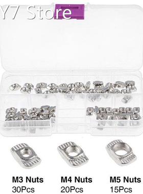 65pcs/lot T-Nut Set Hammer Head T Nut Kit M3 M4 M5 Connector