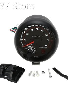 3.75 Car Universal Black Tachometer Gauge White Inter Shif