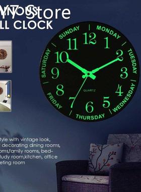 12 inch Luminous Silent Wall Clock Non Ticking Night Glow In