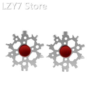 2 Pcs 22-In-1 Snowflake Multitool Card Metal Snowflake Stand