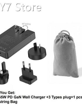 VIP BUDI Three Plugs EU US UK 65W Dual Fast Wall Charger PD