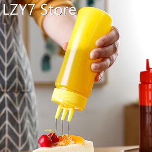 16 Oz Squeeze Bottle 3 Nozzles Ketchup Mustard Salad Dressin