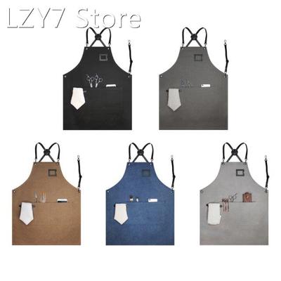 Unisex Waterproof Canvas Work Apron with Adjustable Cross Ba