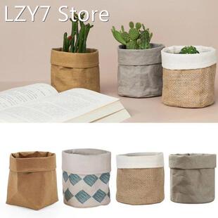 Kraft Paper Flower Pot Desk Organizer For Cosmetics Bedroom