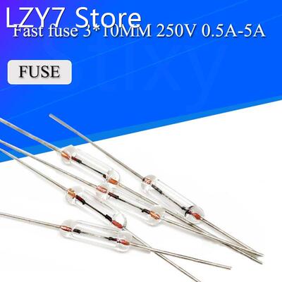 200pcs 3*10mm 0.5A/1A/2A/3A/5A Axial fast glass fuse with le