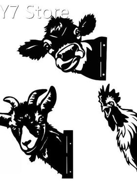 Metal Peeping Cow Sheep Silhouettes Outdoor Garden Ornaments