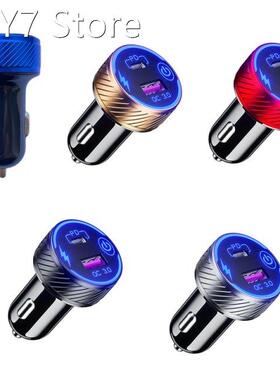 12V QC3.0 USB+Type C PD Fast Car Phone Charger with Blue LED