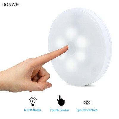New 6 LED Bedside able Lamps ouch Lamp Night Light battery