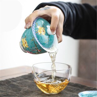 Jingdezhen Enamel Colored Cover Bowl Hand-painted Gold Thin