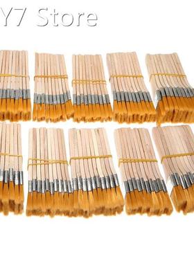 100pcs/Set New Home Tool Wooden Handle Flat Paint Brush Oil