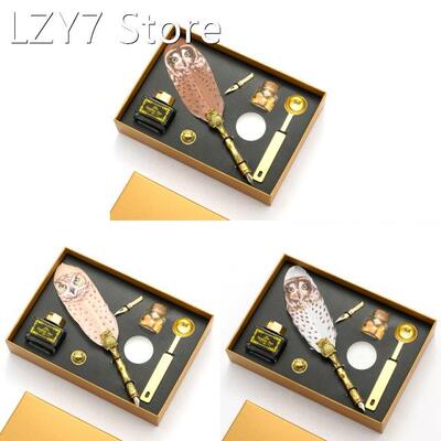 1 Set Retro Calligraphy Quill Owl Feather Dip Pen with Nib W