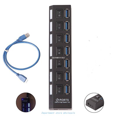 ETCS-7 Port Hub Switchable USB 3.0 Splitter Extender for PC/