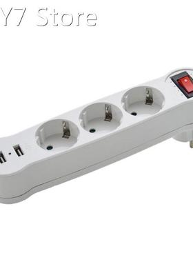 Dual USB Ports 1 to 3 Way EU Standard Power Adapter Socket S