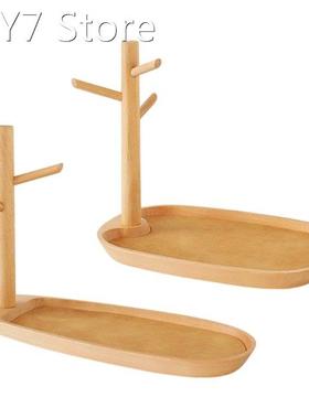 R9UC Jewelry Organizer Tree Tray Necklace Holder Rack Wood D