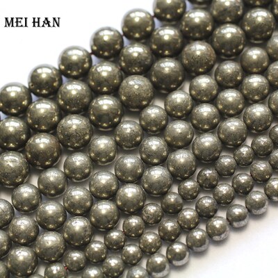 Meihan wholesale natural pyrite 6mm 8mm 10mm 12mm stone smoo