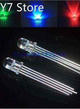 100pcs/lot 5mm RGB LED Common Cathode 4 Pins Tri-Color Emitt