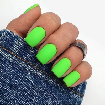 24Pcs Matte Fluorescent Green Press On False Nails DIY Arti