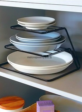 Kitchen Iron hree-tier Dish Rack Plate Organizer Cabinet La
