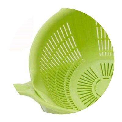 plastic long handle rice colander strainer filter green