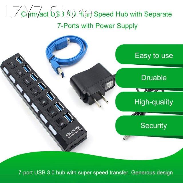 7 / 4 USB 3.0 High Speed Hub with Separate Seven Ports Compa