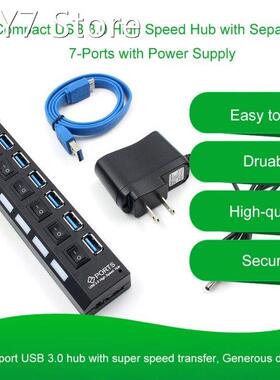 7 / 4 USB 3.0 High Speed Hub with Separate Seven Ports Compa